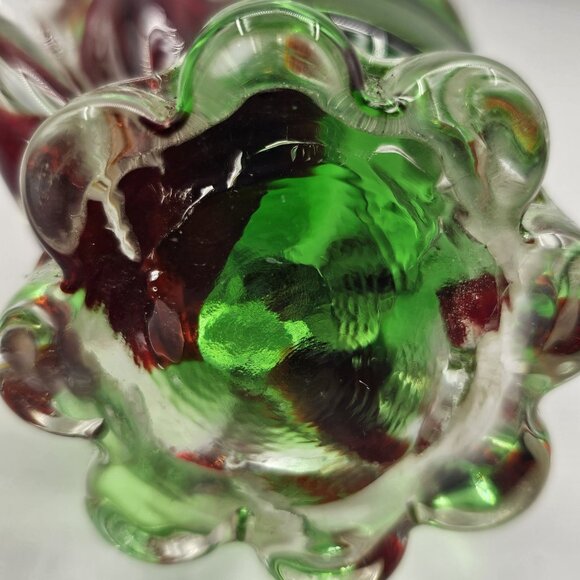 Vintage Murano Blown Art Glass Sommerso Dog Sculpture Figurine Red Green 6 in - Picture 13 of 16